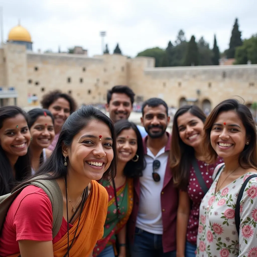 Group photo of tourists on a Holy Land tour