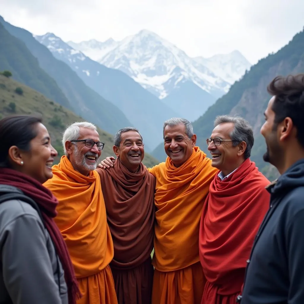 Group of pilgrims smiling during their Vaishno Devi tour