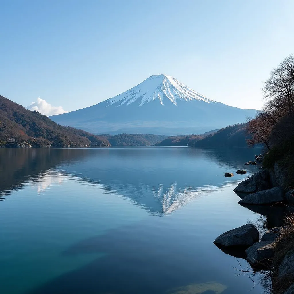 Mount Fuji reflected in Lake Ashi, Hakone