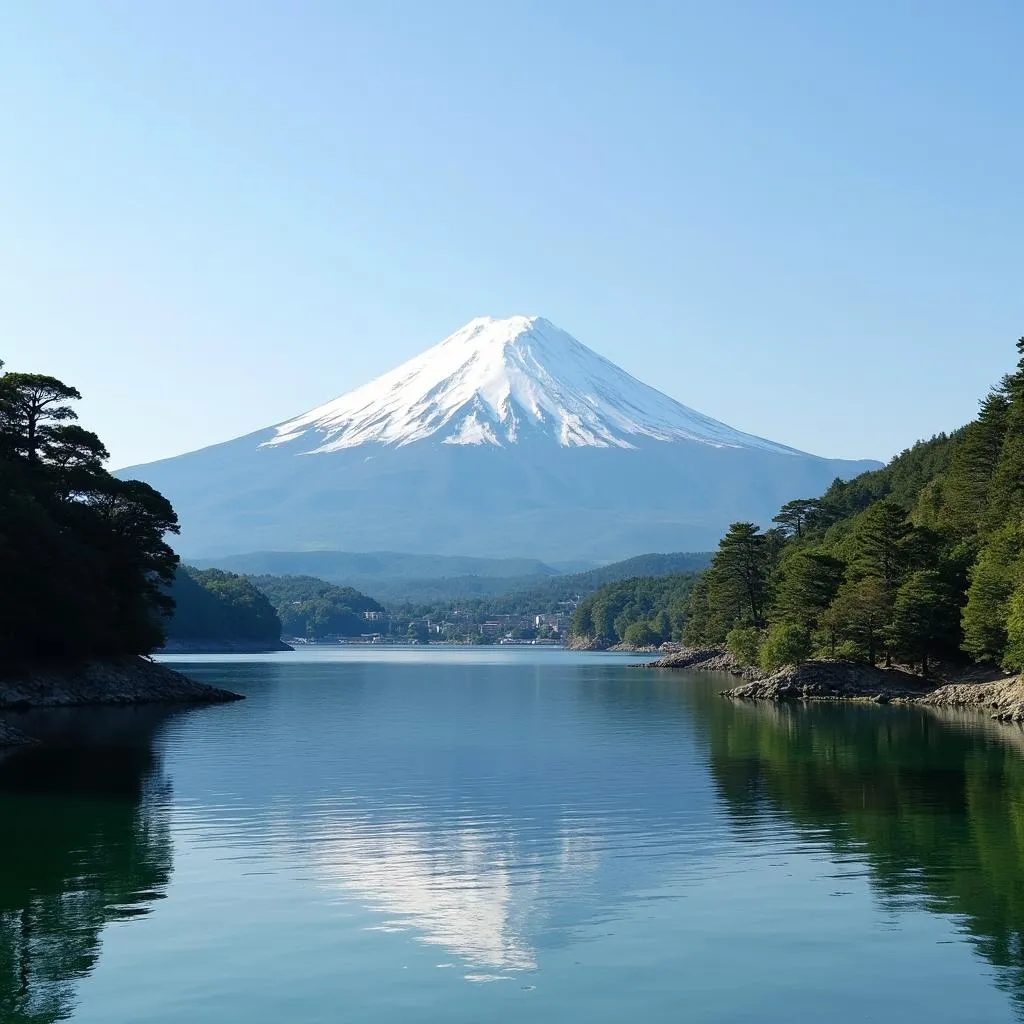 Hakone Lake Ashi with Mount Fuji