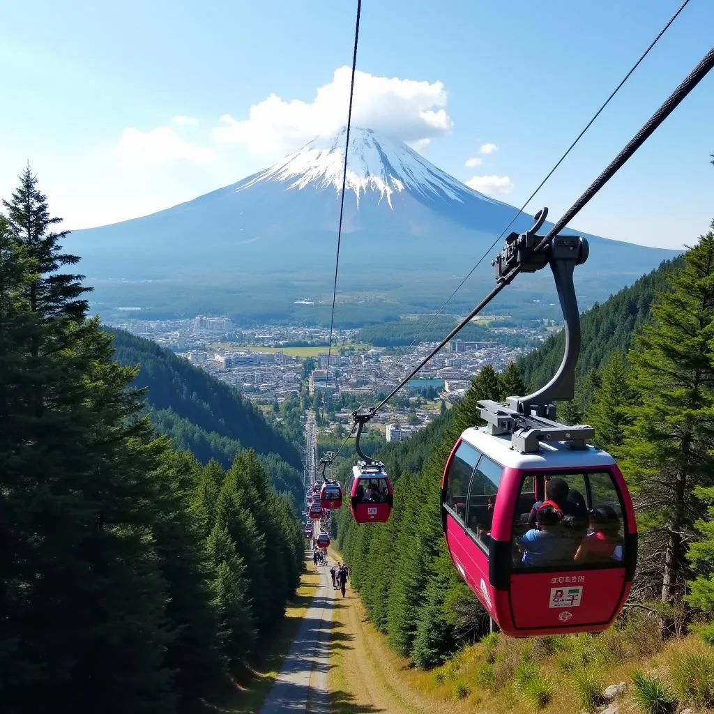 Hakone Ropeway with Mount Fuji in the background