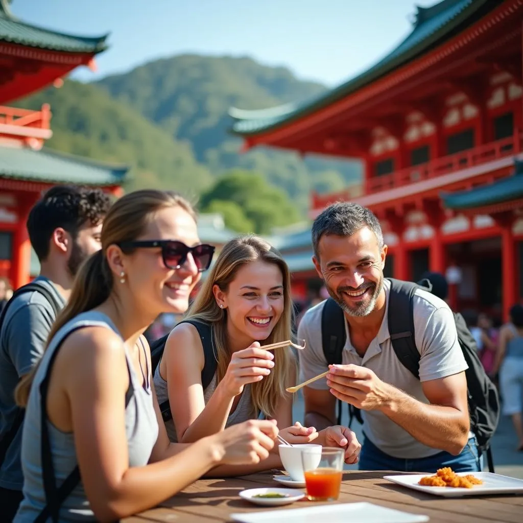 Tourists Enjoying a Mahindra Tours and Travels Experience in Japan