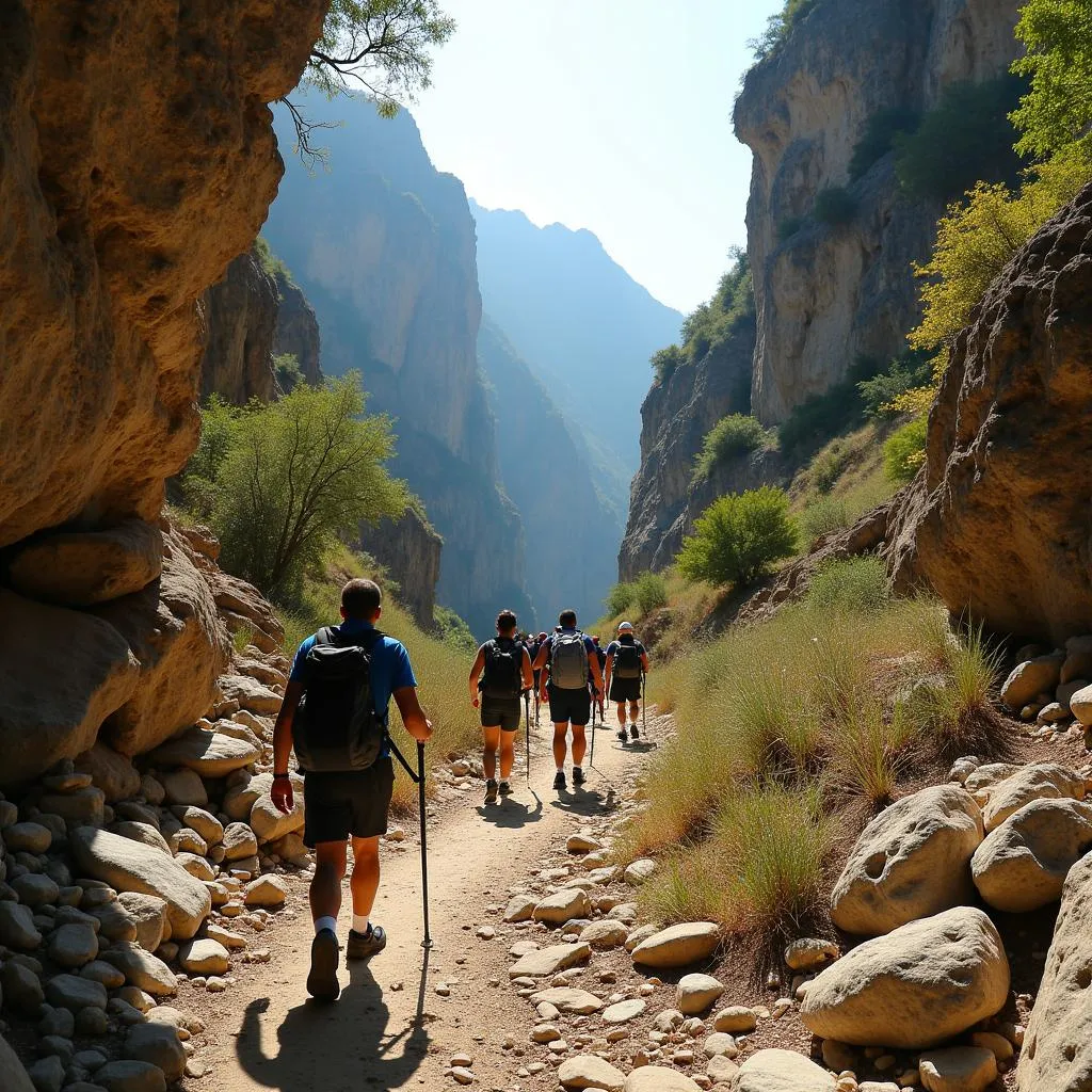 Hiking through the Samaria Gorge on Crete Island