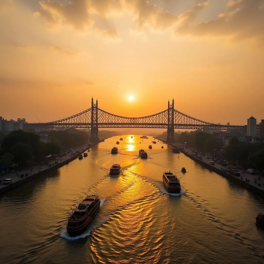 Howrah Bridge Kolkata Sunset