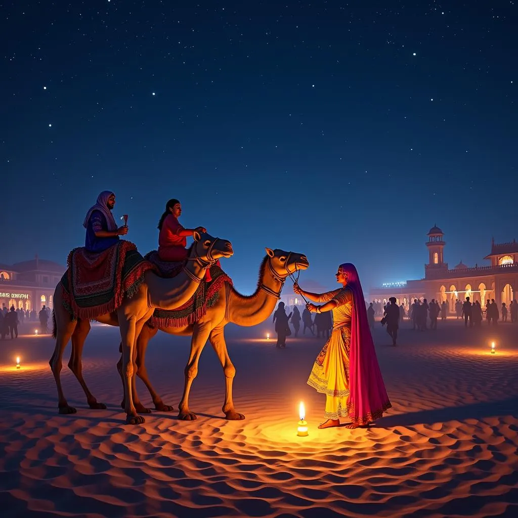 8K Night Scene of Desert Festival in Rajasthan, India