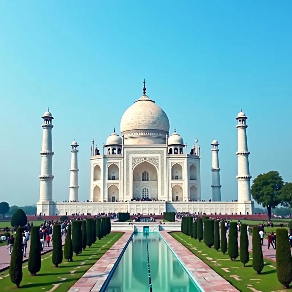 8K Aerial View of Taj Mahal, India