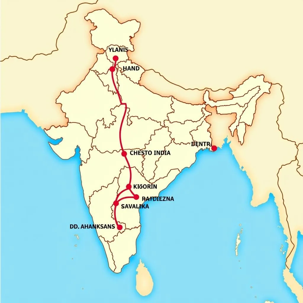 Planning a personalized Sai Dwarakamai tour route on a map of India