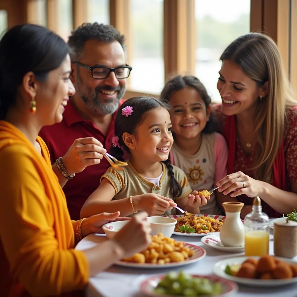 An Indian Family Enjoying Dinner on a Cruise