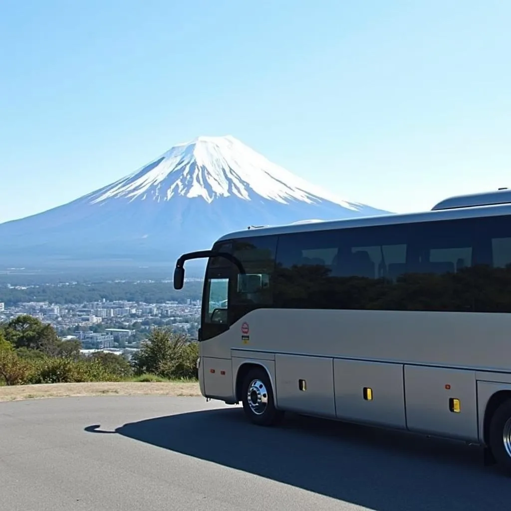 Caravan bus tour with Mount Fuji view