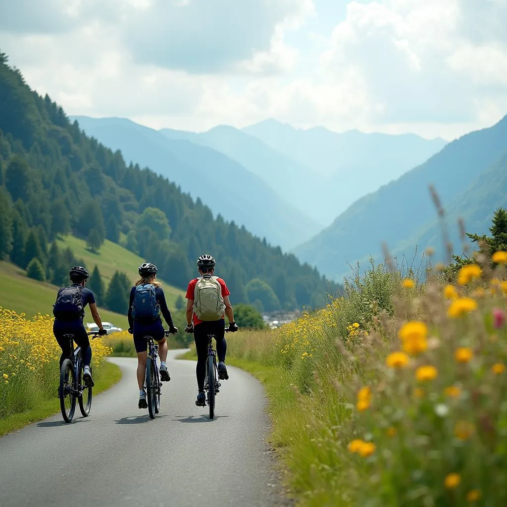 Cycling through the scenic countryside of Japan