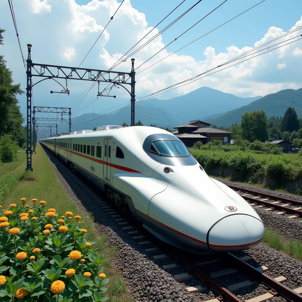 Modern Shinkansen Bullet Train in Japan