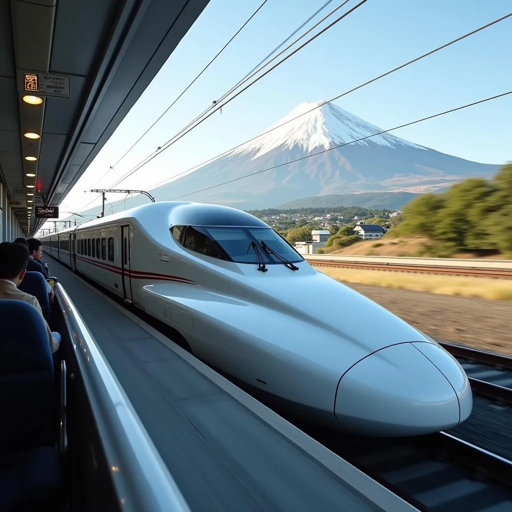 Traveling on Shinkansen Bullet Train in Japan