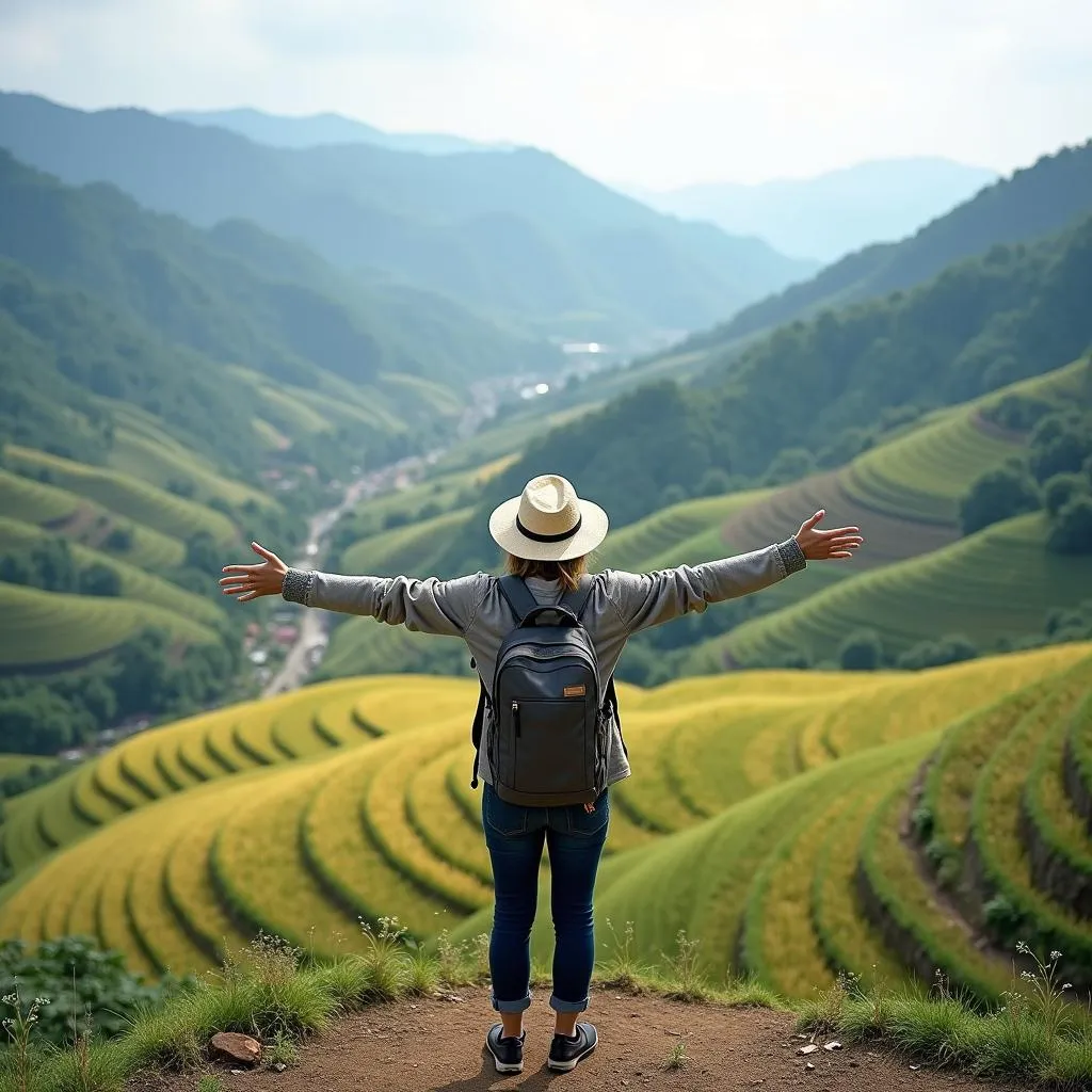 Solo Traveler Taking in the Scenic Beauty of Japan