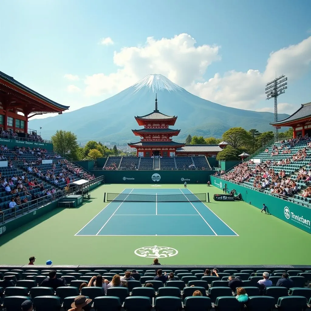 WTA Tournament near Japanese Temple