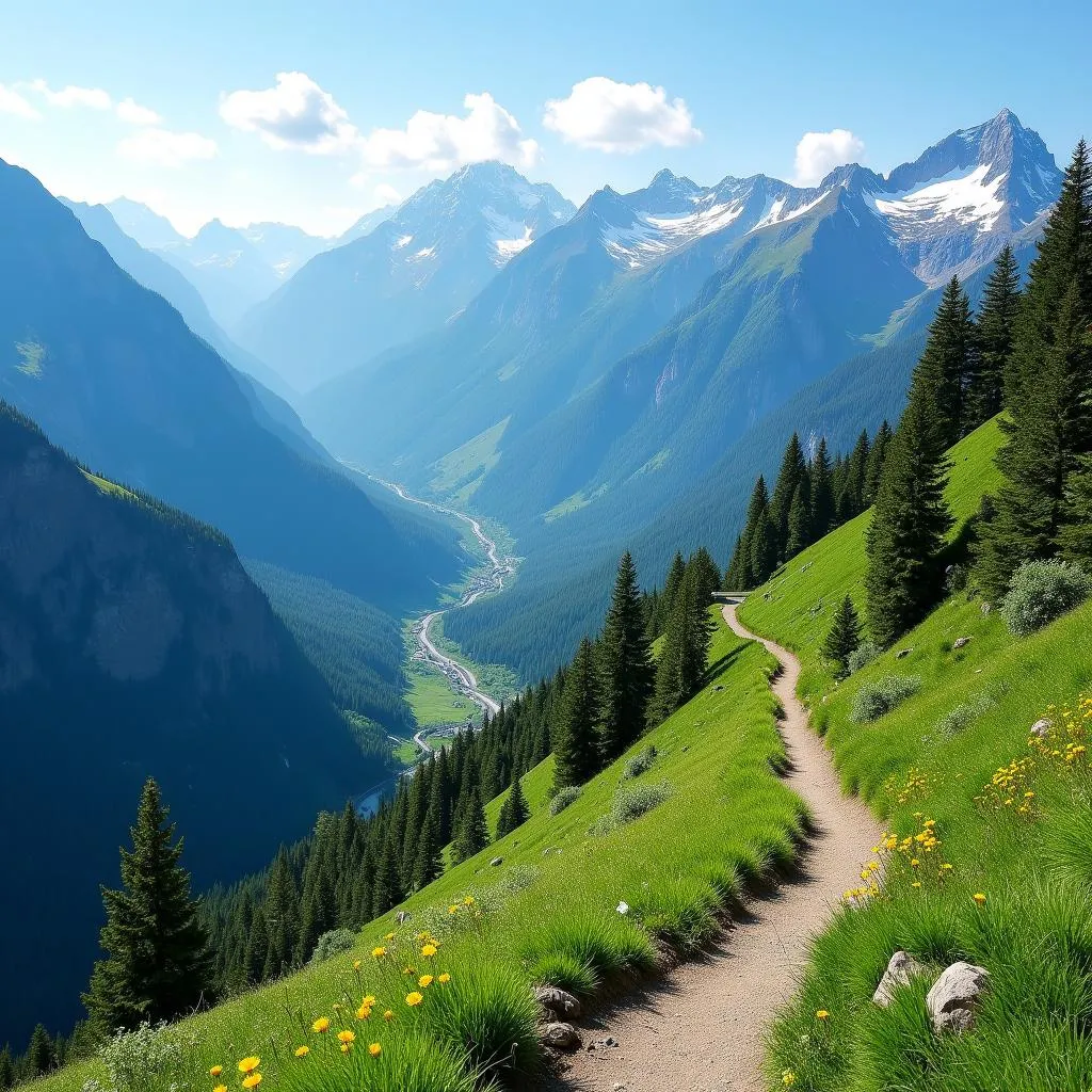 Hiking trail in the Japanese Alps