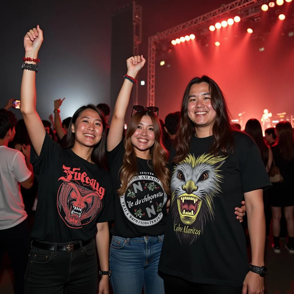 Japanese Concert Goers with Merchandise