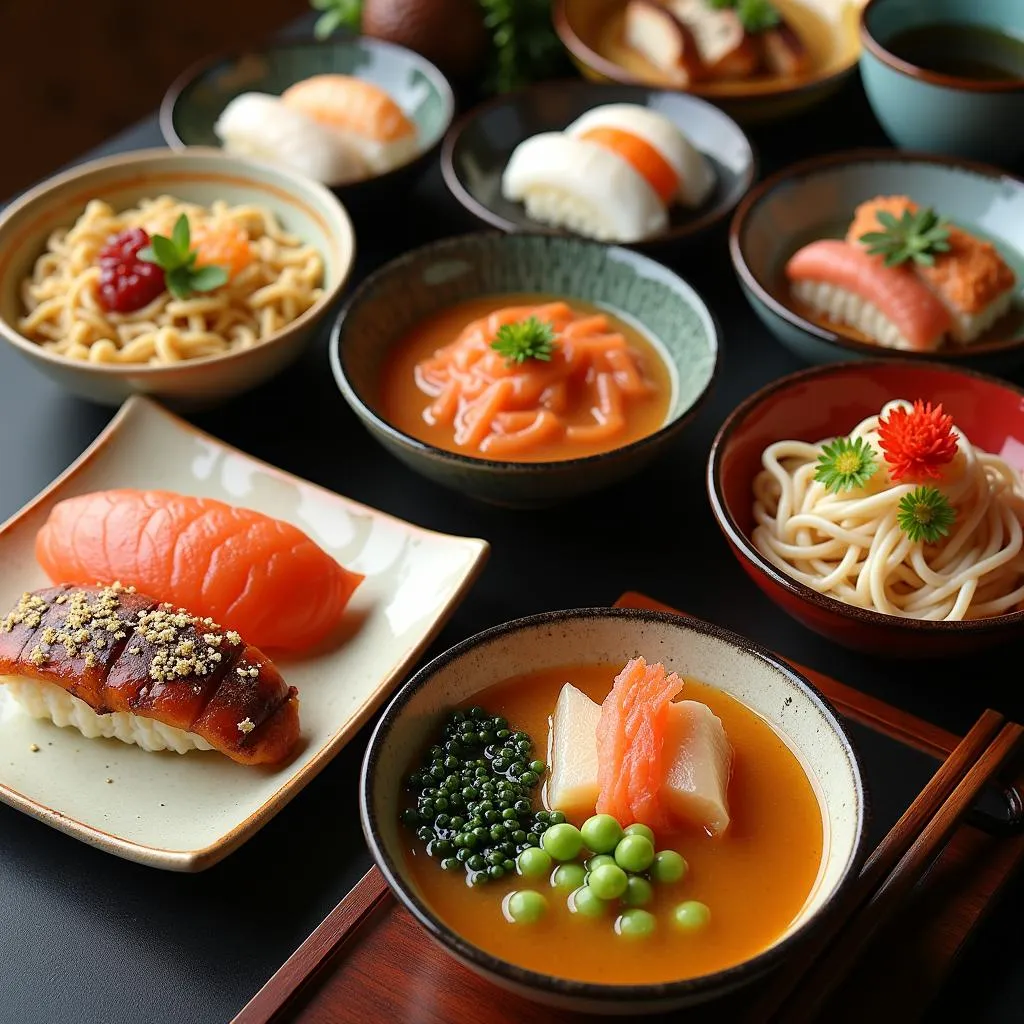 Assortment of Japanese dishes