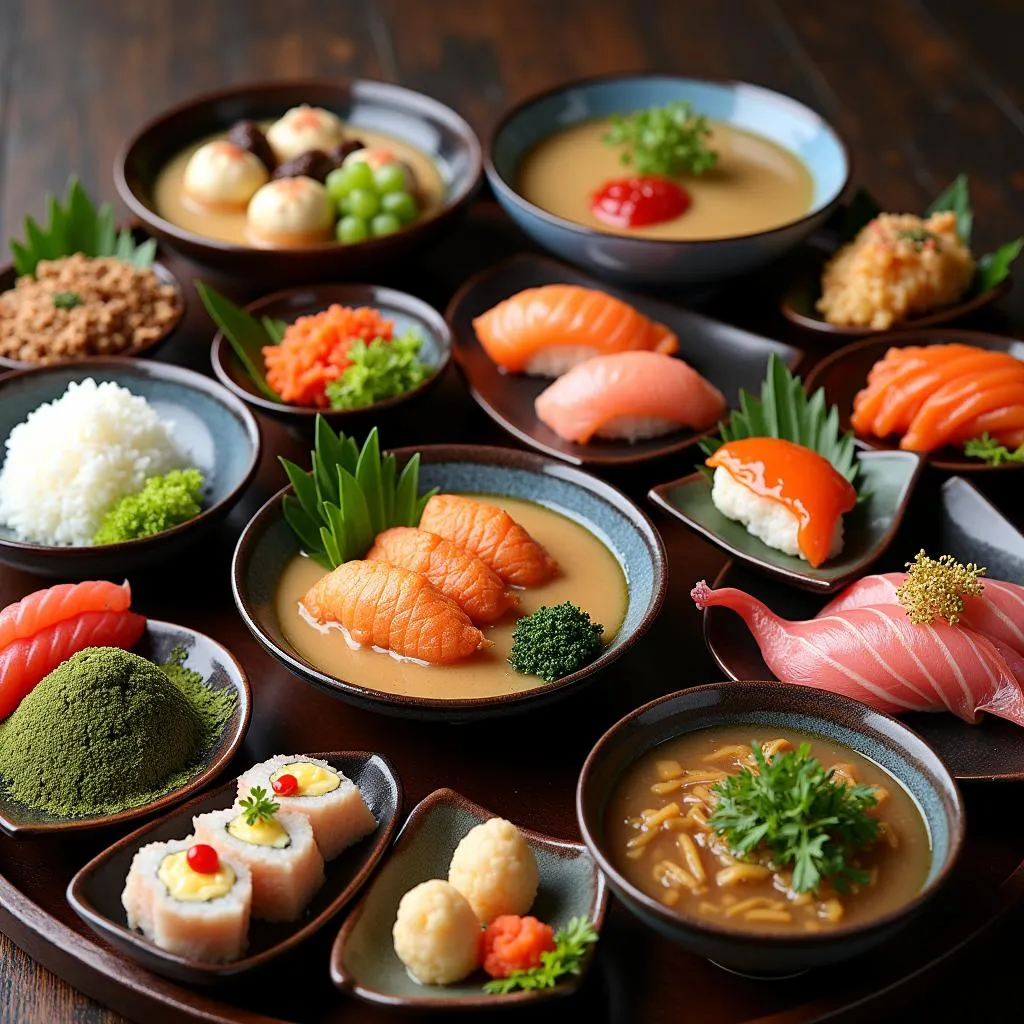 A Colorful Spread of Japanese Cuisine