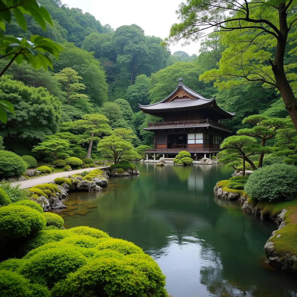 Traditional Japanese Garden in Kyoto