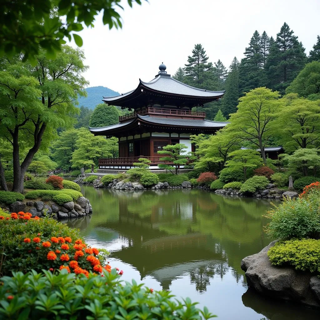 Tranquil Japanese Garden in Kyoto