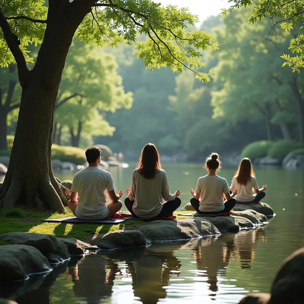 Peaceful Meditation in a Japanese Garden