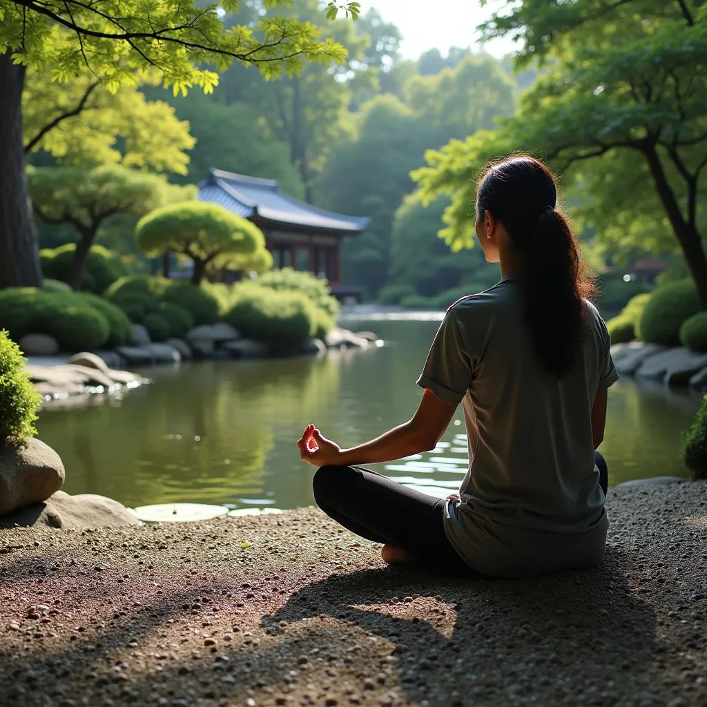 Meditating in a Serene Japanese Garden