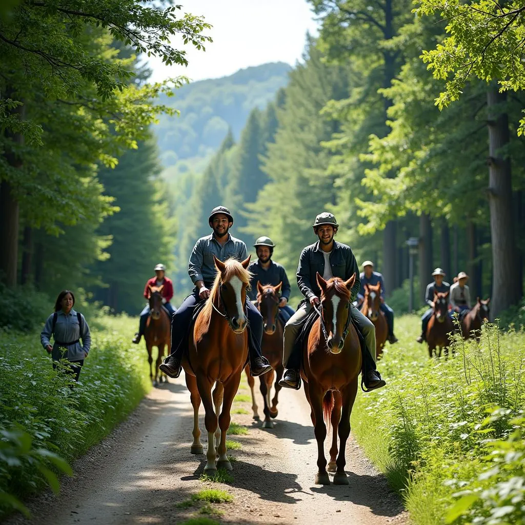 Group horseback riding tour in Japan