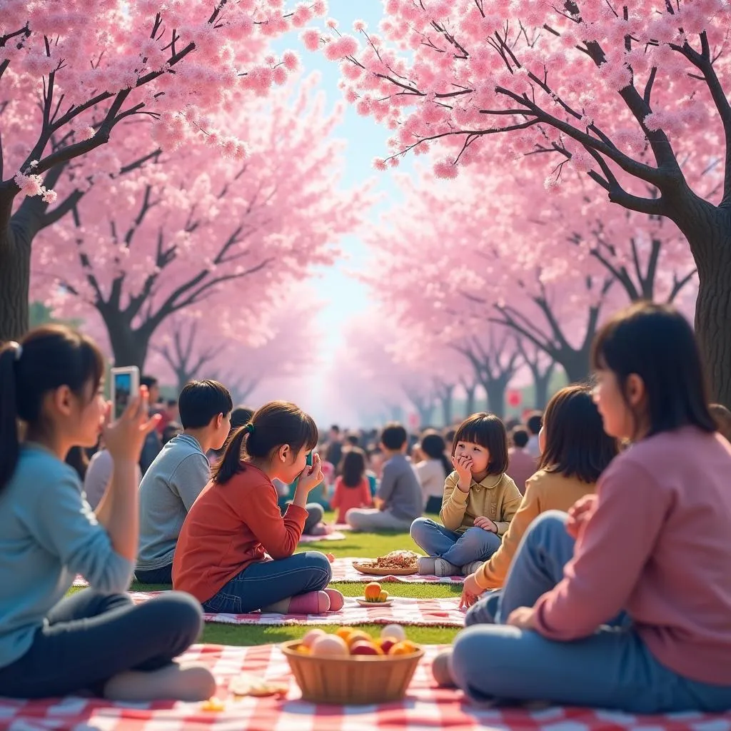 Celebrating Hanami Festival in Japan