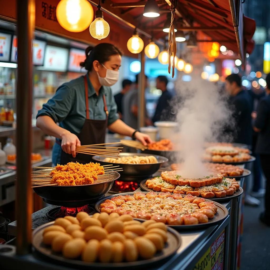 Vibrant Japanese Street Food Stall