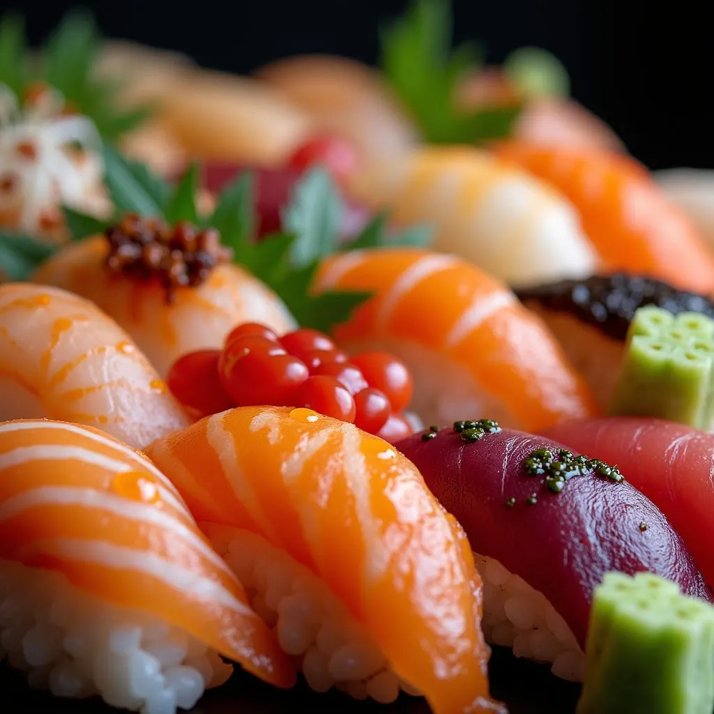 Assortment of Freshly Prepared Sushi