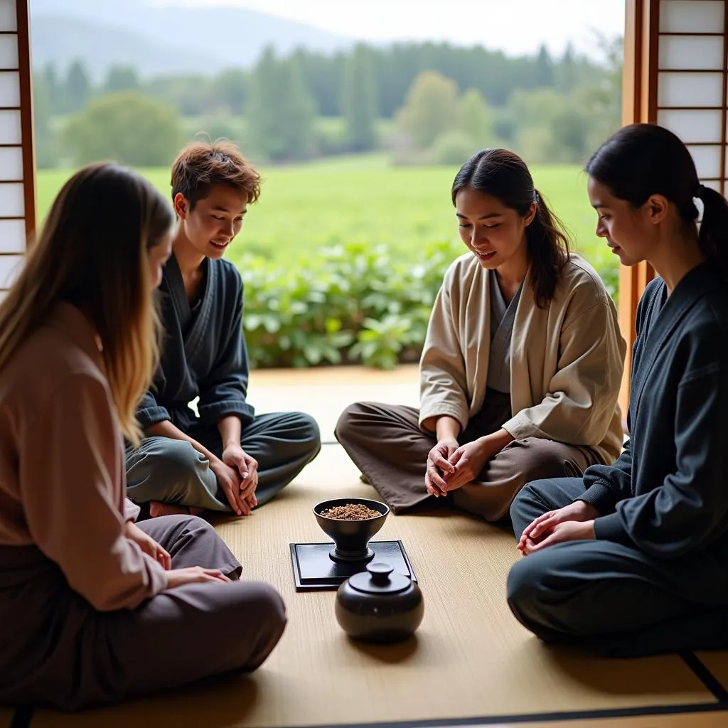 Japanese tea ceremony during farm stay