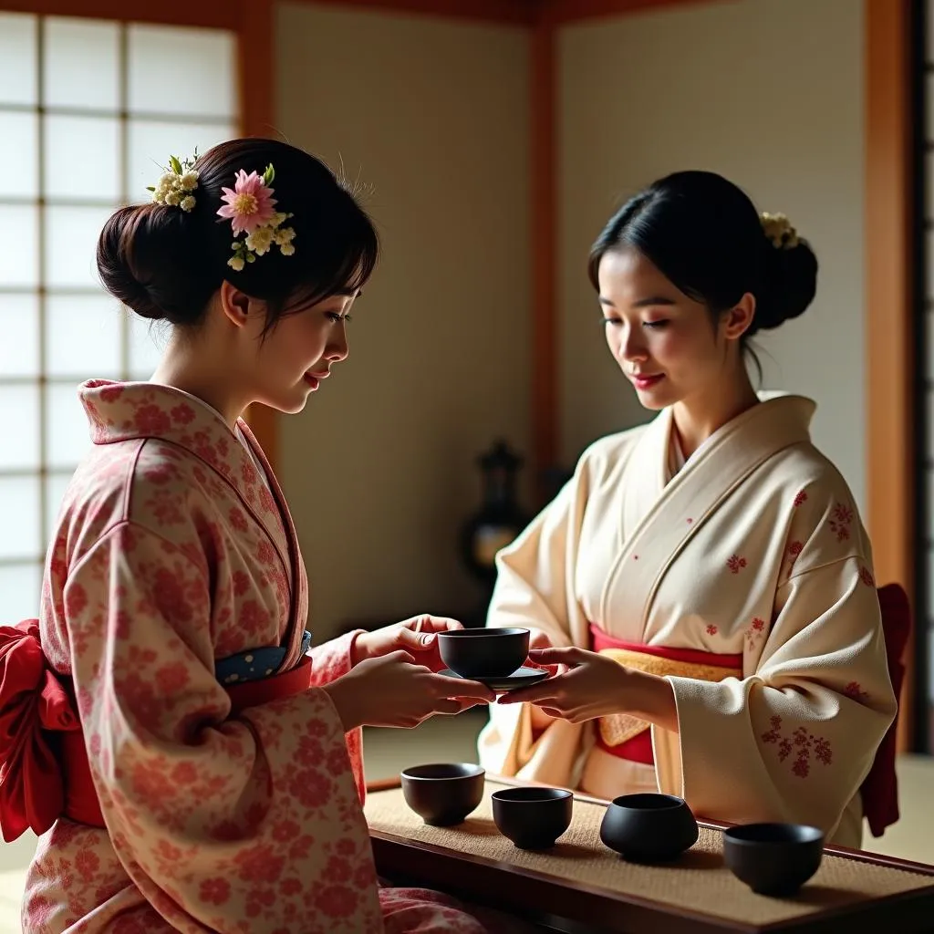 Traditional Japanese Tea Ceremony in Kimono