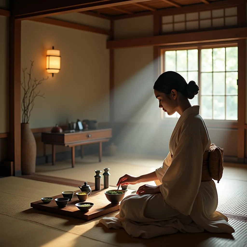 Traditional Japanese tea ceremony in Kyoto