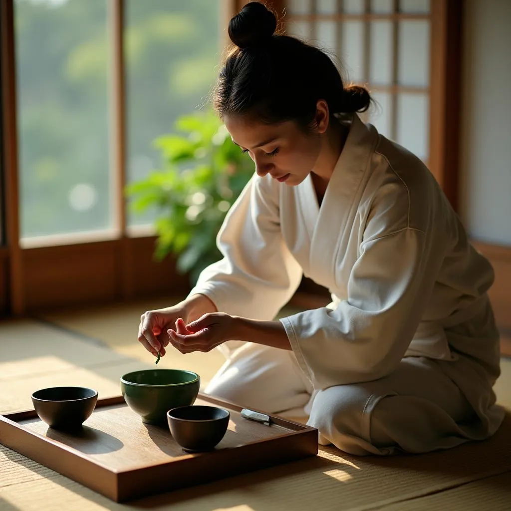 Traditional Japanese tea ceremony in Kyoto