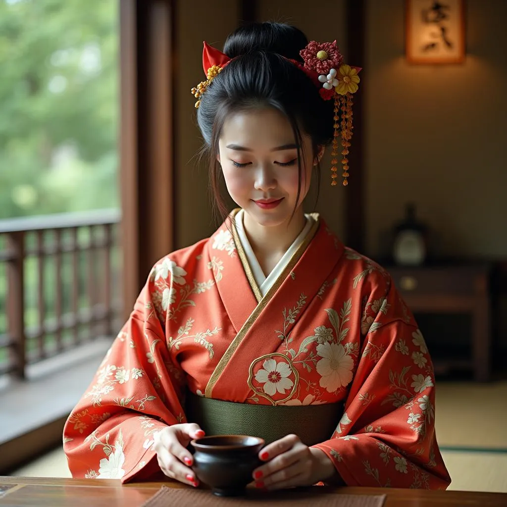 Japanese Tea Ceremony Traditional Kimono