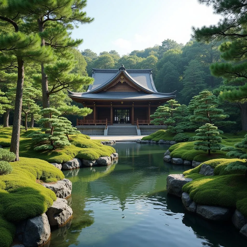 Tranquility in a traditional Japanese garden