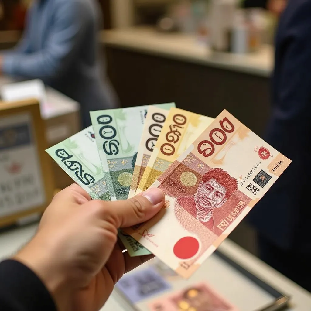 Exchanging currency for Japanese Yen