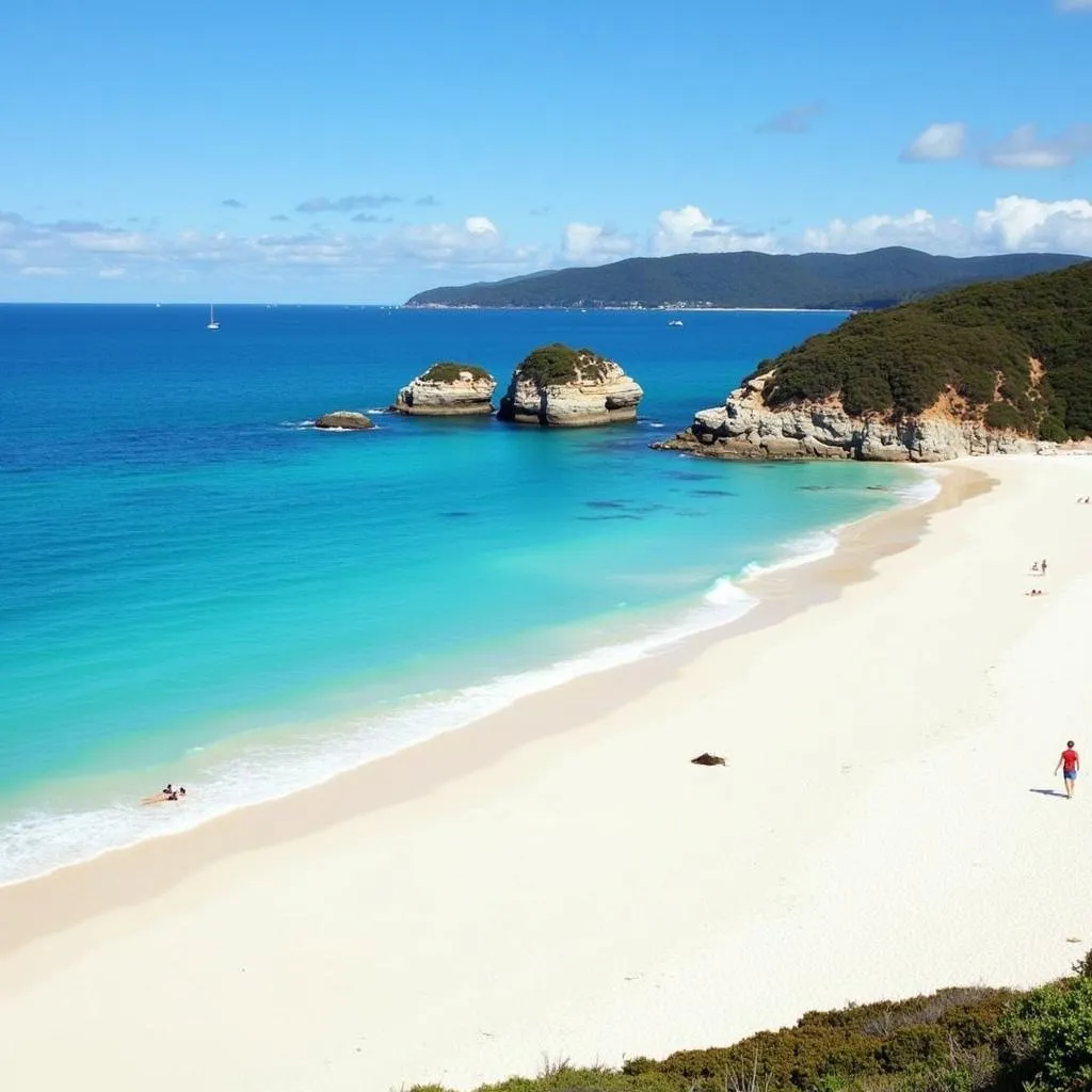 Relaxing on the pristine shores of Jervis Bay