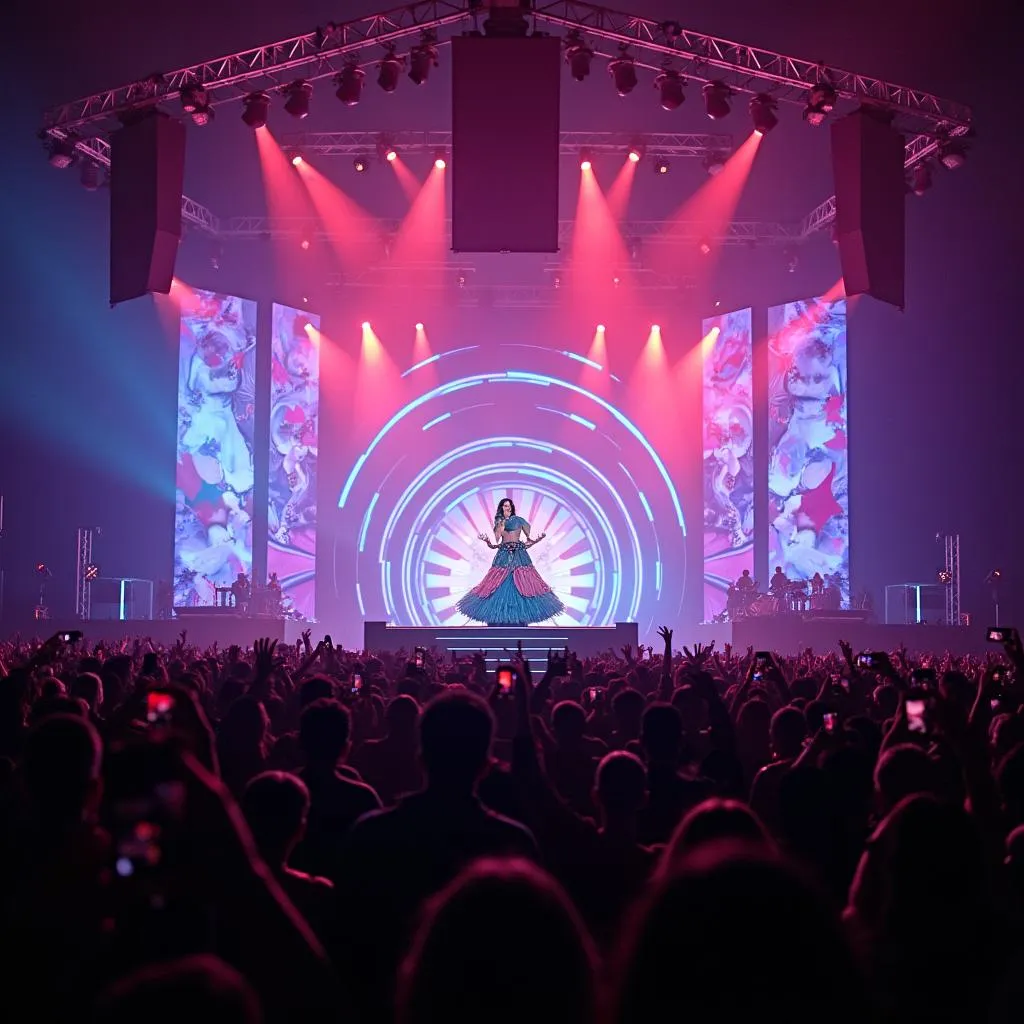 Katy Perry performing on the PRISM tour stage