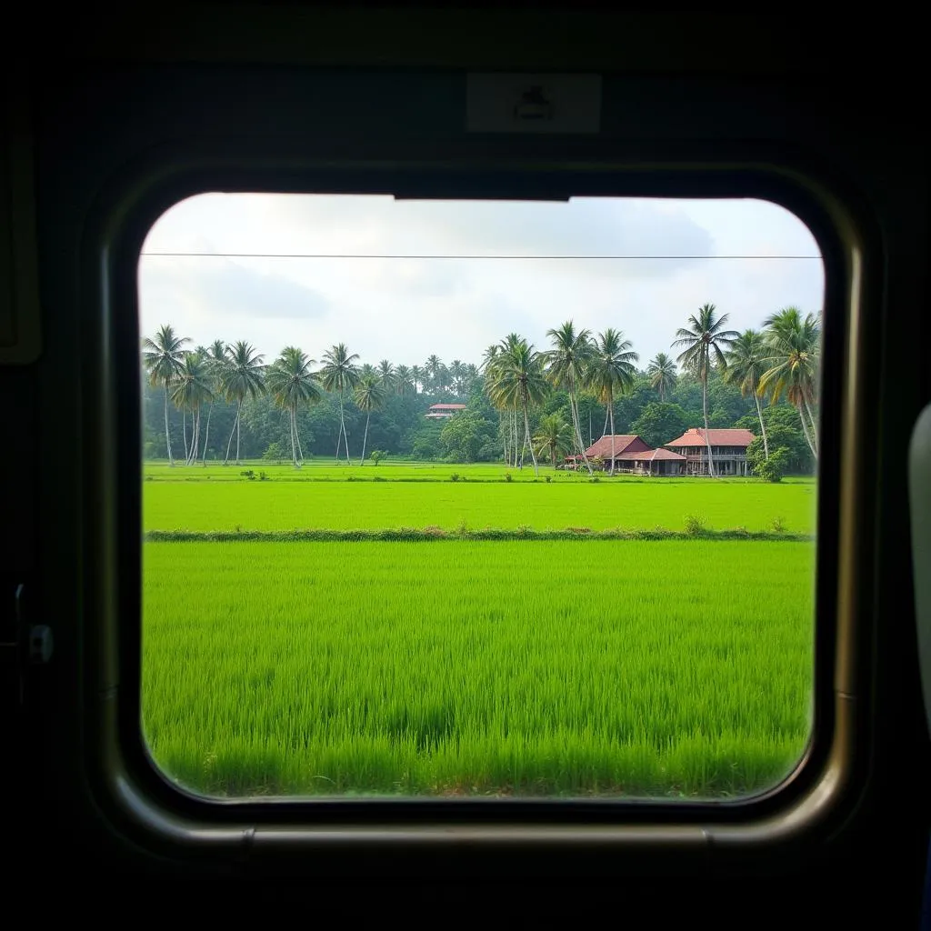 Train Journey Through Lush Green Landscapes in Kerala