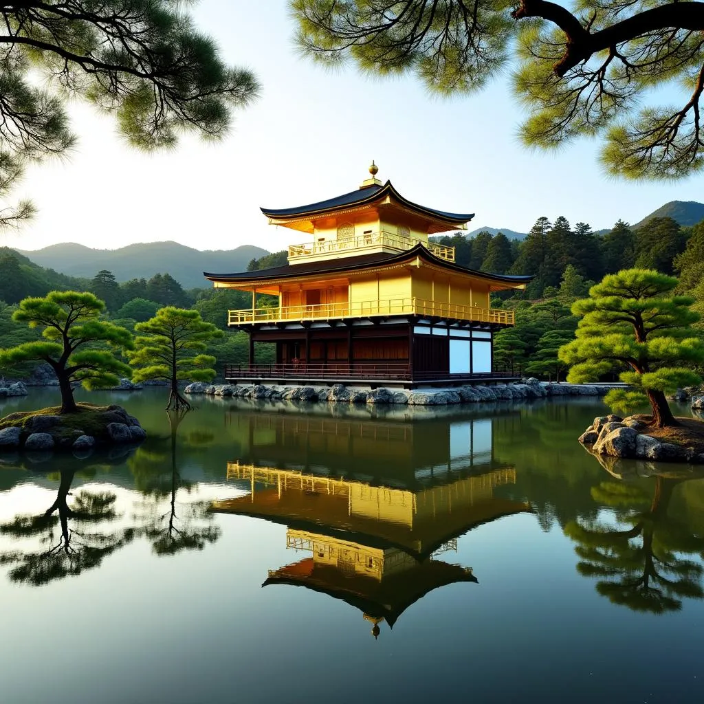 Golden Temple Kyoto reflected in the pond