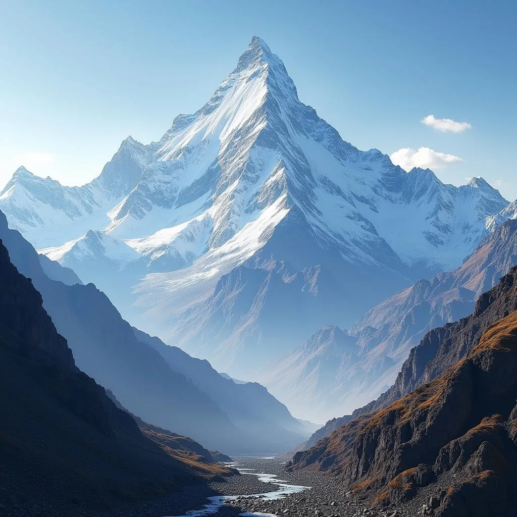 Majestic Kinner Kailash peak amidst the Himalayas