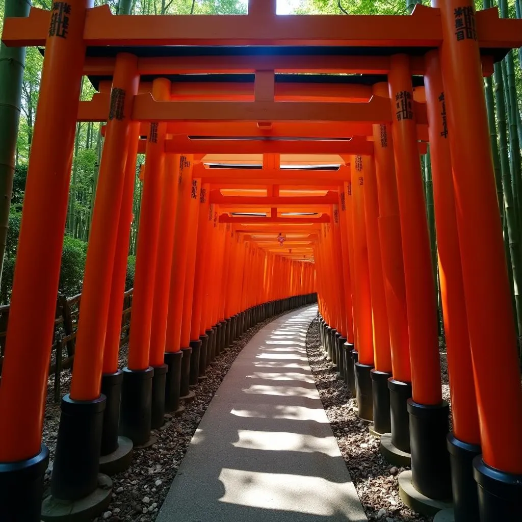 Red torii gates at Fushimi Inari Shrine in Kyoto