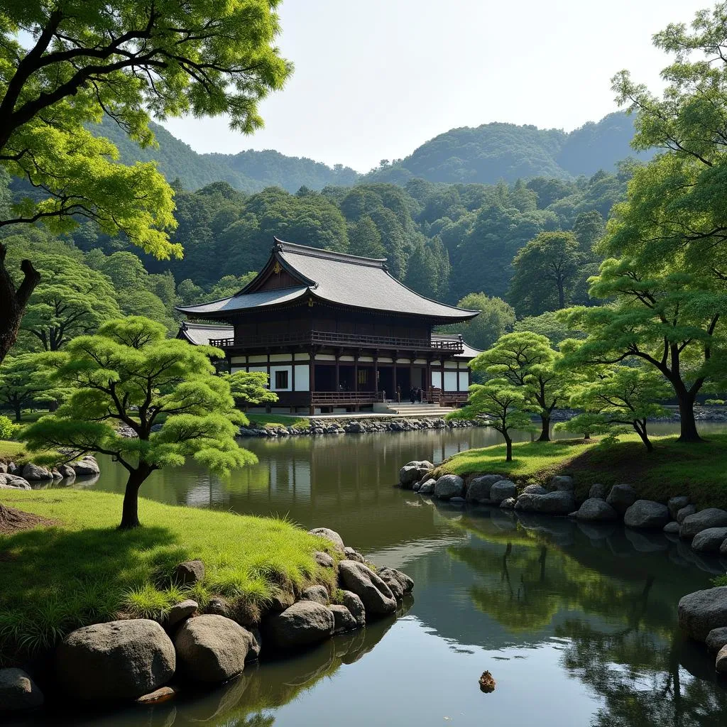 Ancient Temple and Garden in Kyoto