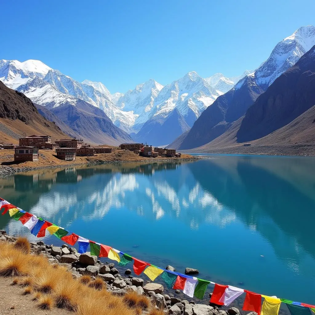 Ladakh landscape with mountains and lake