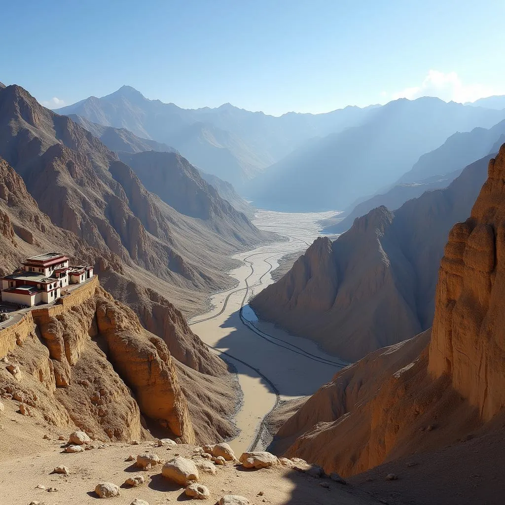 Lamayuru Monastery and its lunar-like surroundings