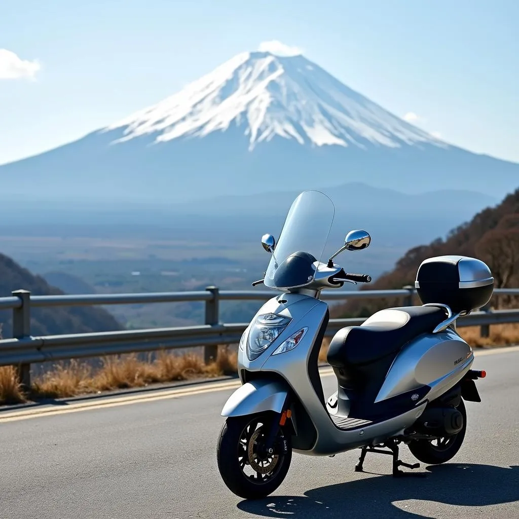 Used 2008 Lance Duke Touring 150 parked near a picturesque view of Mount Fuji