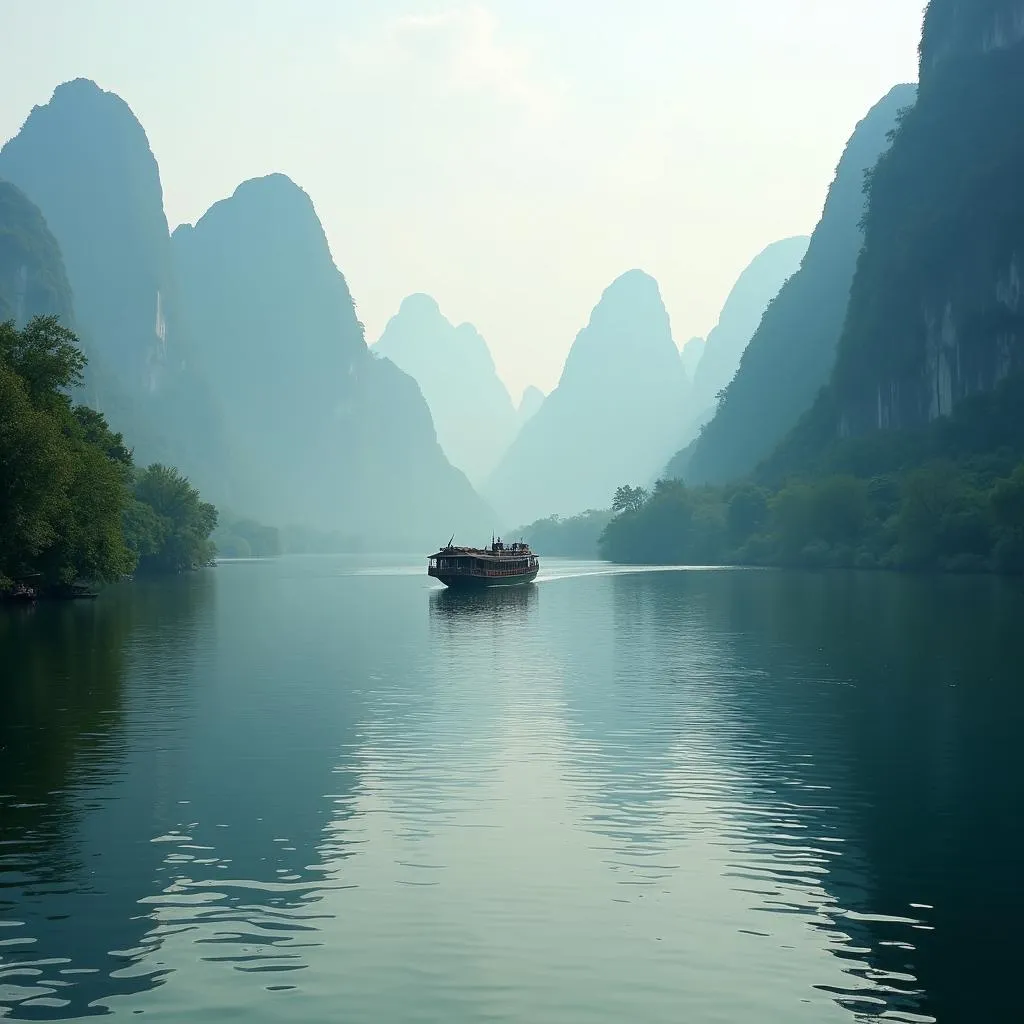 Tourists enjoying a scenic Li River cruise in Guilin