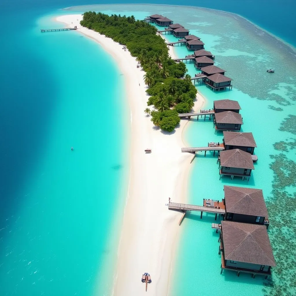 Aerial View of a Maldives Beach with Turquoise Water