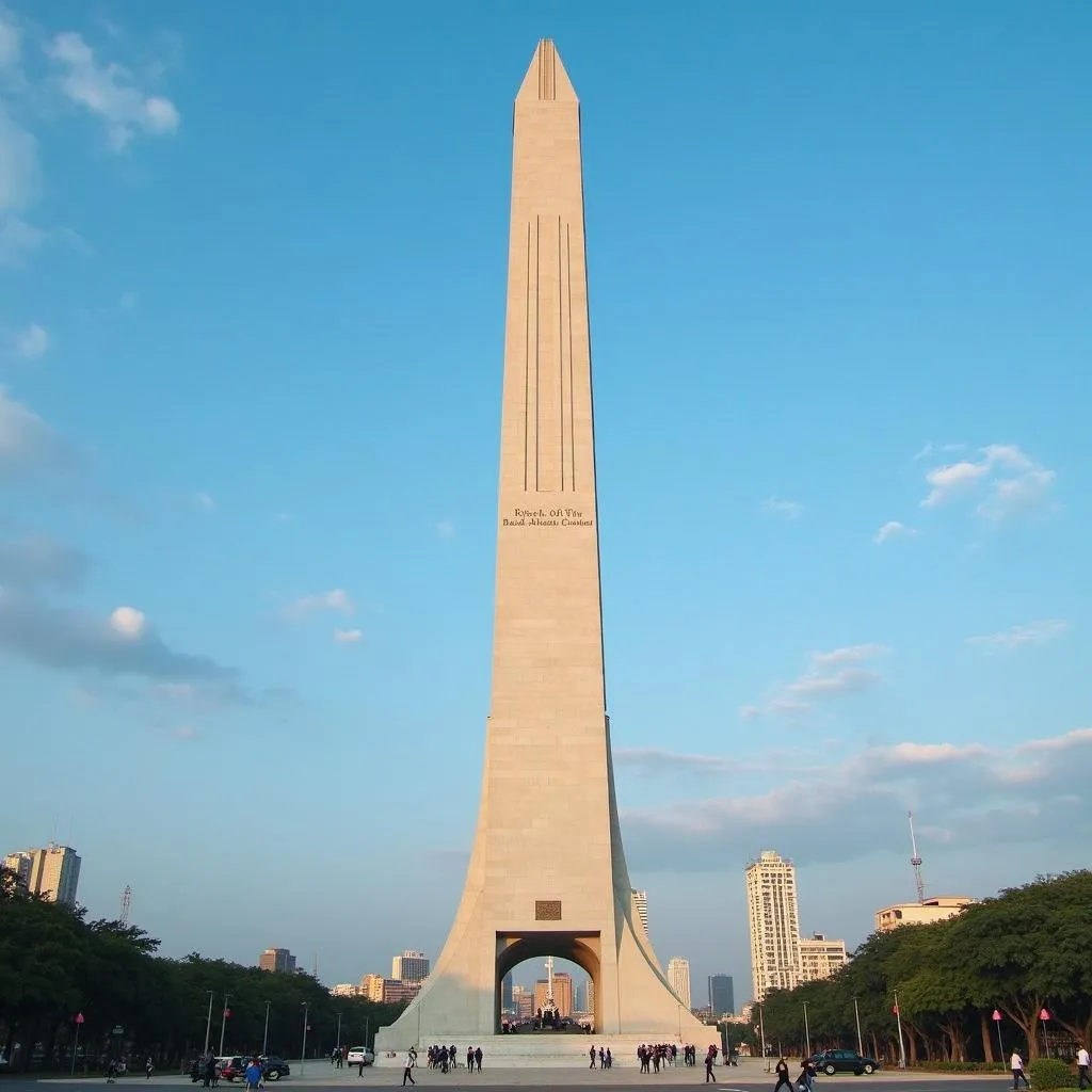 Paying homage at the Rizal Monument in Rizal Park, Manila